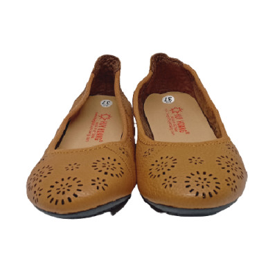 HT7950-51-52 - Giày nữ hoa văn Huy Hoàng da bò màu da, đen, nâu đất