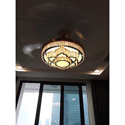 Quạt trần đèn pha lê giấu cánh - Cao cấp Q06