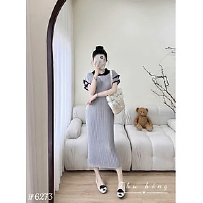 Váy len cổ sen tay bèo co dãn bầu mang được