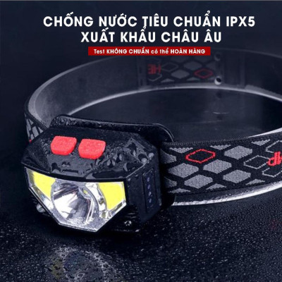 Đèn pin đội đầu 1 bóng cảm biến vẫy tay siêu sáng chiếu xa 300m, chip Led L9 chống thấm nước, đèn đeo trán Zoom xa gần H