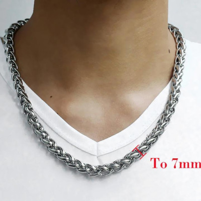 Dây chuyền titan nam cao cấp thời trang thép không gỉ bông dừa trangsucpt cỡ 7mm trắng PTDCNA170