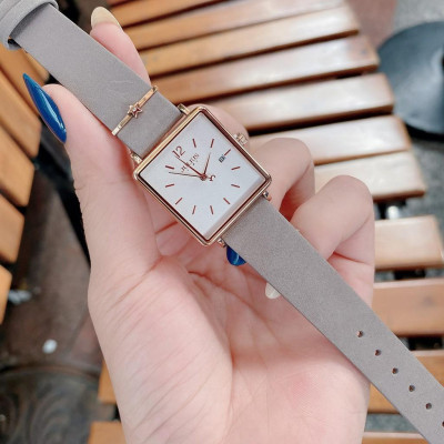  Đồng hồ nữ Julius Star JS-048 dây da mặt vuông