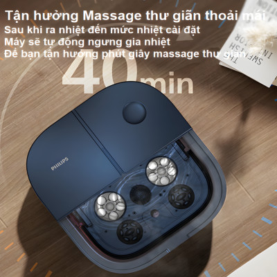Bồn ngâm chân, kiêm máy massage chân tự động thương hiệu Philips PPM5103F - Hàng chính hãng