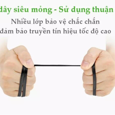 Ugreen UG50180NW102TK 15M màu Đen Cáp mạng LAN CAT6 dây dẹt - HÀNG CHÍNH HÃNG