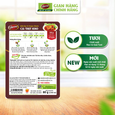 Combo Xốt gia vị hoàn chỉnh Barona: 1 gói Cá/ thịt kho (80gr) + 1 gói Sườn xào chua ngọt (80gr) + 1 gói Canh chua (80gr)