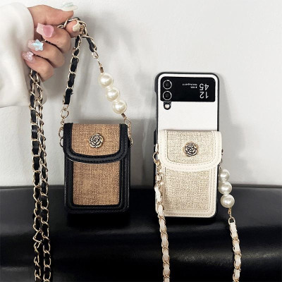 Ốp Lưng Cho Samsung Galaxy Z FLip 6 / Z Flip Vải Bố Dạng Ví Có Dây Đeo Dài - BUM STORE GALAXY CASE