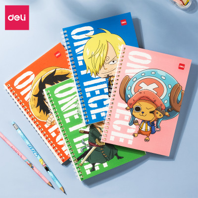 Sổ tay ghi chép gáy xoắn kẻ ngang A5 B5 60 trang hình Đảo Hải Tặc One Piece Deli - Phù hợp học sinh văn phòng - Nhiều màu - EN003