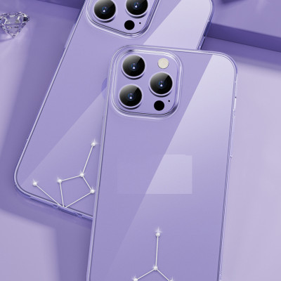 Ốp Lưng dành cho iPhone 14 Pro Max Cứng Trong Suốt Chống Ố Vàng siêu mỏng Đính Đá hiệu Memuni Diamon - Hàng nhập khẩu