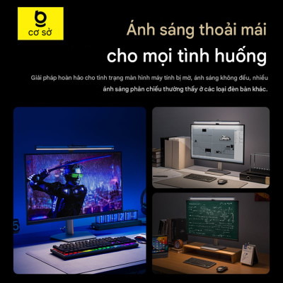 Đèn treo màn hình Baseus i-wok 3 Series Asymmetric Light Source Magnetic Screen Hanging Light (Ra > 95) - Hàng chính hãng