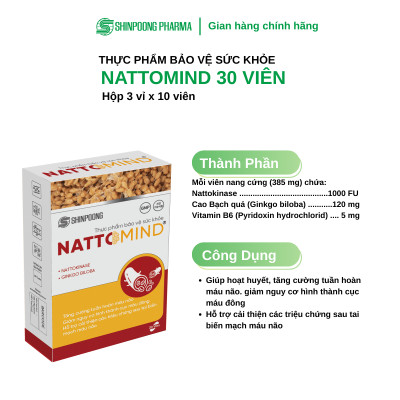 [Hộp 30 Viên] Viên Uống NATTOMIND - Giảm Nguy Cơ Hình Thành Cục Máu Đông - SHINPOONG PHARMA