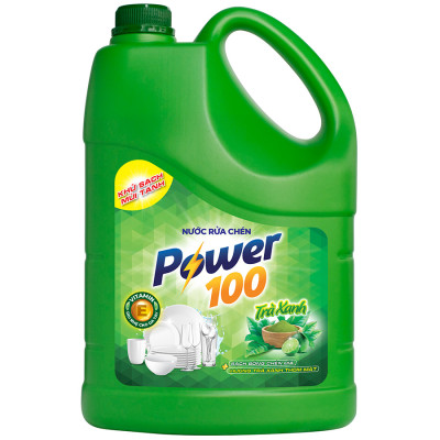 Nước Rửa Chén POWER100 Trà Xanh 3.5KG