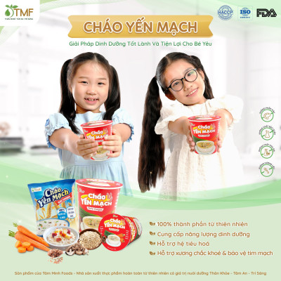 6 ly cháo yến mạch gạo lứt ly 43g TÂM MINH FOODS không bột ngọt
