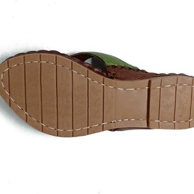 Dép nữ Huy Hoàng da đà điểu màu xanh lá HT7411