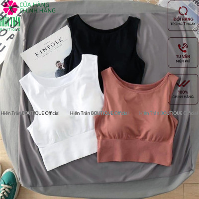 Áo croptop nữ Hiền Trần BOUTIQUE sát nách ba lỗ thun không tay kiểu ôm body tank top vải cotton co giãn tốt 3 màu đen trắng nâu