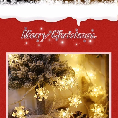 Dây Đèn LED Hoa Tuyết Trang Trí 3m 16 Bông Tuyết Cắm Điện