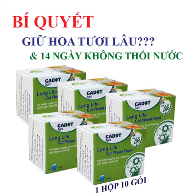 Combo 5 Hộp DINH DƯỠNG HOA CẮT CÀNH (Food for Cut Flowers)(1 hộp 10 gói 5gr). Giúp hoa cắt cành tươi lâu và 14 ngày không thay nước mới. Giải pháp tối ưu theo công nghệ Israel