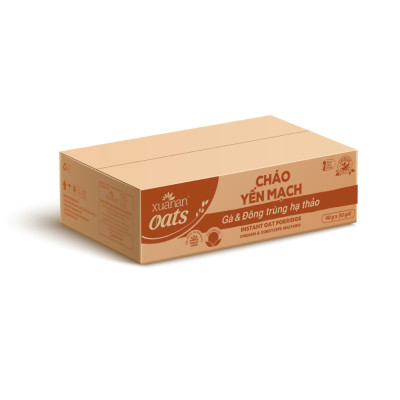 Thùng 30 Gói Cháo Yến Mạch Thịt Gà & Đông Trùng Hạ Thảo Xuân An Gói 40G (Tặng Kèm 5 Gói)