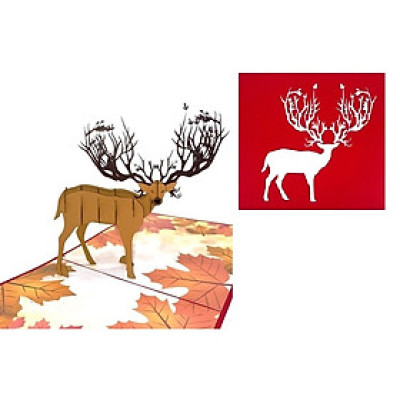 Thiệp 3D Tuần Lộc Rừng Thu – Thiệp Pop Up Độc Đáo, Sang Trọng, Tặng Noel, Sinh Nhật, Lễ Kỷ Niệm, A19