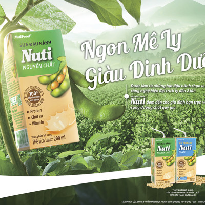Thùng 36 Hộp Sữa đậu nành Nuti Nguyên Chất Hộp 200ml TU.NSDN02TI NUTIFOOD