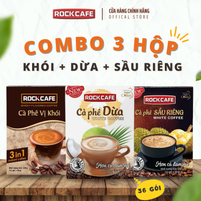[CB] 3 HỘP CÀ PHÊ: DỪA + SẦU RIÊNG + KHÓI (HỘP 12 GÓI x 20 GRAM)