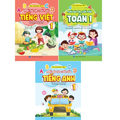 Sách Màu - Phiếu Bài Tập Cuối Tuần Toán + Tiếng Việt + Tiếng Anh Lớp 1 - Biên Soạn Theo Chương Trình Mới - Khang Việt Book