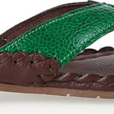 Dép nữ Huy Hoàng da đà điểu màu xanh lá HT7411