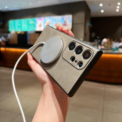 Ốp Lưng Da Cho Samsung S25 Ultra / S24 Ultra / Galaxy S23 Ultra / S23 Plus / S22 Ultra / S22 Plus Có Vòng Từ Tính