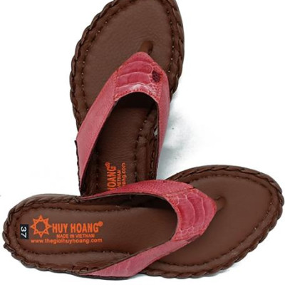 Dép nữ Huy Hoàng da đà điểu màu hồng HT7412