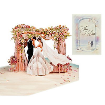Thiệp 3D Pop Up Cổng Hoa Cưới – Thiệp Chúc Mừng Đám Cưới, Thiệp Wedding Sang Trọng, Lãng Mạn, W16