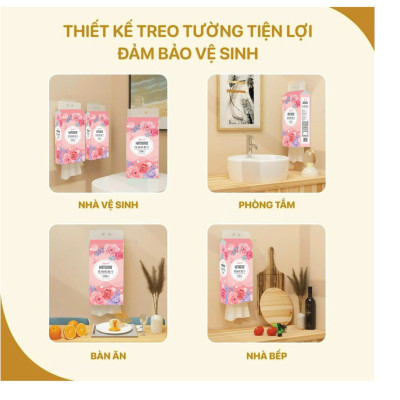 ( Tặng 2 gói) Thùng 10+2 bịch giấy treo tường đa năng KIMONO hoa hồng 4 lớp dạng rút 1100 tờ