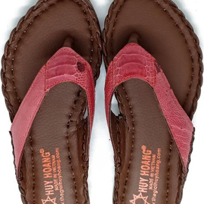 Dép nữ Huy Hoàng da đà điểu màu hồng HT7412