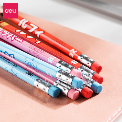 Bút chì lục giác có tẩy One Piece Deli - Bút chì gỗ - Phù hợp cho học sinh viên văn phòng ghi chú tập viết vẽ phác thảo - Loại 2B/HB - 12 chiếc/hộp - EC021