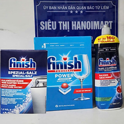 COMBO FINISH: Viên rửa bát All in one 90 + Bóng 750ml + Muối 1,2kg