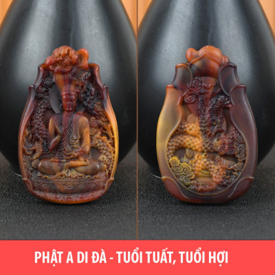 Dây chuyền Phật A Di Đà hương thơm bằng Long Diên Hương tổng hợp (Có dây đeo)