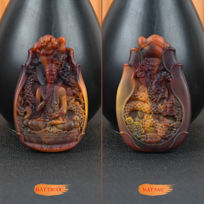 Dây chuyền Phật A Di Đà hương thơm bằng Long Diên Hương tổng hợp (Có dây đeo)