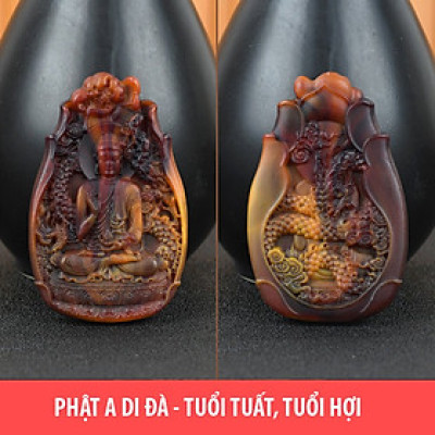 Dây chuyền Phật A Di Đà hương thơm bằng Long Diên Hương tổng hợp (Có dây đeo)