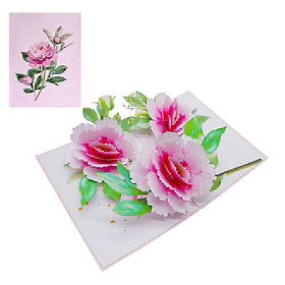 Thiệp 3D Hoa Mẫu Đơn Hồng Thanh Lịch – Thiệp Pop Up Cao Cấp, Tặng Sinh Nhật, Kỷ Niệm, 8/3, 20/10, Lễ Tình Nhân, F41