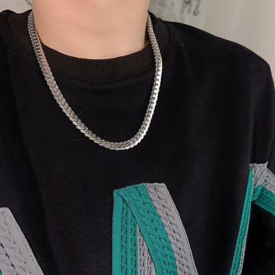 Vòng Cổ Dây chuyền nam titan thép không gỉ lặc khít inox chạm 2 bên trangsucpt 9mm PTDCNA57