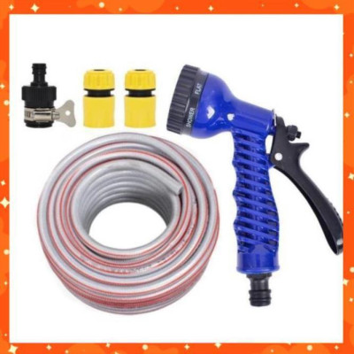Bộ dây tăng áp 3 lần vòi xịt nước rửa xe, tưới cây loại 3-5m(cút nhựa nối nhựa đen) 206843