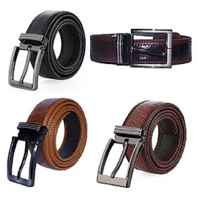 HC4459-63-67-71 - Thắt lưng nam da đà điểu Huy Hoàng đan viền 4P đầu kim màu đen, nâu đất, vàng bò, nâu đỏ