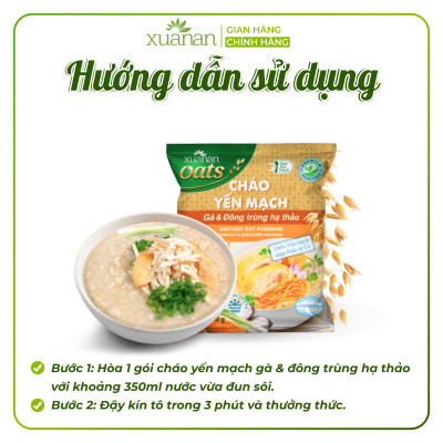 Thùng 30 Gói Cháo Yến Mạch Thịt Gà & Đông Trùng Hạ Thảo Xuân An Gói 40G (Tặng Kèm 5 Gói)