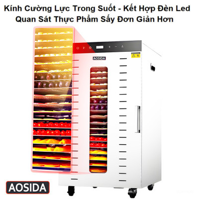 Máy sấy thực phẩm công nghiệp thương hiệu cao cấp AOSIDA SS-24H 24 khay - Dung tích 215L - Hàng Chính Hãng