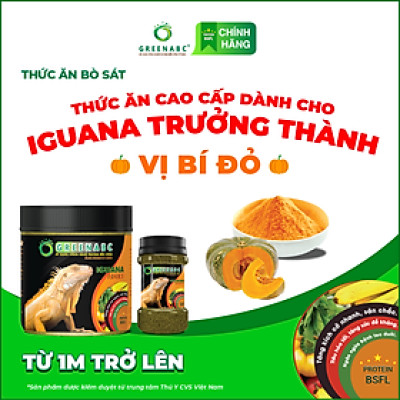Thức ăn bò sát Iguana Trưởng Thành GREENABC vị bí đỏ dùng cho Rồng Nam Mỹ từ 1m trở lên giúp gai bung, gù cao, dáng đẹp, lên màu tươi –  Hộp 230g