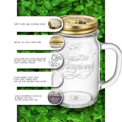 Hũ thủy tinh nắp vặn Quattro Amfora 500ml - Bormioli Rocco - Italy