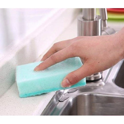 Combo 01 Giá đựng mút rửa chén bát 2 ngăn Sanada có núm hít chân không + 01 Set 05 miếng mút rửa chén bát Inomata - Nội địa Nhật