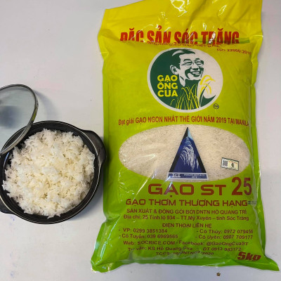 Combo 2 Sản Phẩm Gạo  ST25 Túi 5Kg - Gạo Ông Cua, Đặc Sản Sóc Trăng