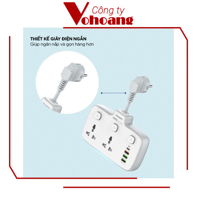 [Mỹ] Ổ cắm điện Energizer đa năng 2AC kèm 3USB-A và 1USB-C sạc nhanh PD (max PD 20W) - Energizer EPB2503EU