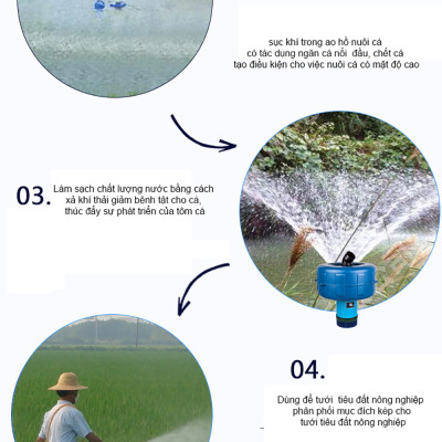 Máy bơm phun mưa ABG LV-1500P76-TM,  Bơm Tưới Phun Mưa, Bơm , Máy Bơm Tạo Luồng Oxy , Ứng Dụng TrongNgành Nuôi Trồng Thủy Hải Sản, Cung Cấp Lượng Oxy Thiết Yếu Cho Khu Vực Vừa Và Nhỏ - Hàng Chính Hãng.