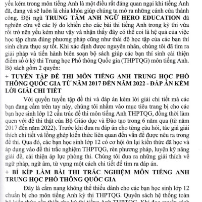 Tuyển Tập Đề Thi Môn Tiếng Anh THPT Quốc Gia Từ Năm 2017 Đến Năm 2022 - Đáp Án Kèm Lời Giải Chi Tiết (Tập 1) _HERO