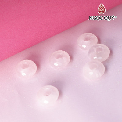 1 cái charm đá hình bánh xe đá thạch anh hồng 14mm lỗ 5mm mệnh hỏa, thổ - Ngọc Quý Gemstones